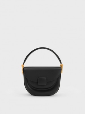 Charles And Keith Koa Half-Moon Saddle Bags Black | PHILIPPINES V195