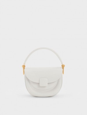 Charles And Keith Koa Half-Moon Saddle Bags White | PHILIPPINES P740