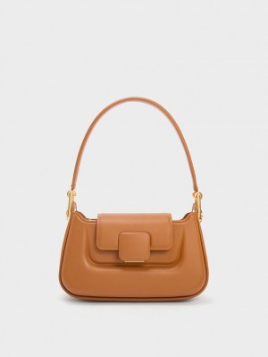 Charles And Keith Koa Push-Lock Top Handbag Chocolate | PHILIPPINES B261