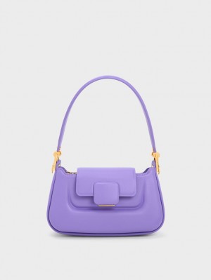 Charles And Keith Koa Push-Lock Top Handbag Purple | PHILIPPINES J013