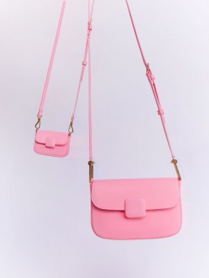 Charles And Keith Koa Square Push-Lock Shoulder Bags Pink | PHILIPPINES V783