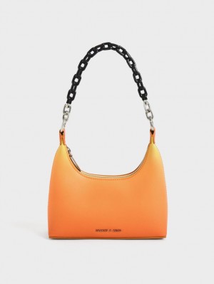 Charles And Keith Koi Chain Handle Shoulder Bags Orange | PHILIPPINES C267