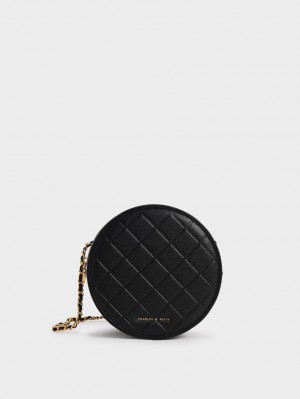 Charles And Keith Kwan Quilted Circle Shoulder Bags Black | PHILIPPINES N814