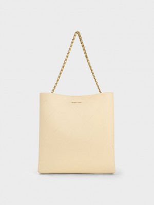 Charles And Keith Leia Braided Handle Tote Bags Beige | PHILIPPINES F478