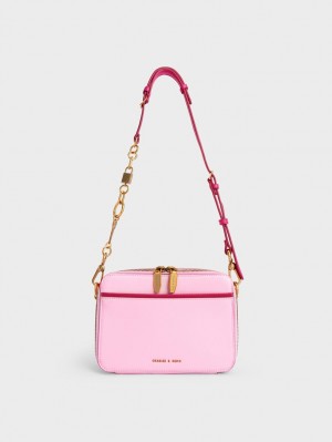 Charles And Keith Lock & Key Chain Handbag Pink | PHILIPPINES Q013