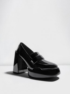 Charles And Keith Lula Patent Loafer Pumps Black | PHILIPPINES T173