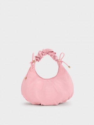 Charles And Keith Maisy Ruched Nylon Tote Bags Pink | PHILIPPINES F186