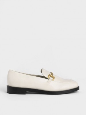 Charles And Keith Metallic Accent Loafers White | PHILIPPINES T840