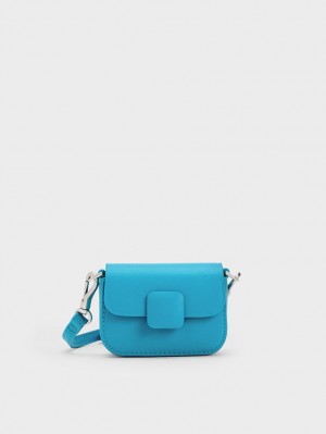 Charles And Keith Micro Koa Square Push-Lock Mini Bag Blue | PHILIPPINES B425