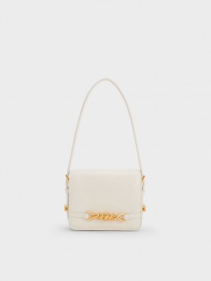 Charles And Keith Mini Henrietta Shoulder Bags Cream | PHILIPPINES N810