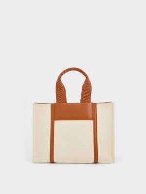 Charles And Keith Mini Shalia Canvas Tote Bags Brown | PHILIPPINES Y983