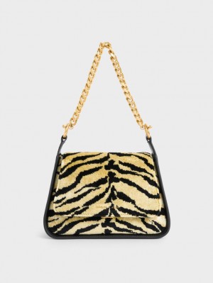 Charles And Keith Minta Tiger Print Trapeze Crossbody Bags Multicolor | PHILIPPINES W718