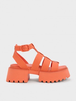 Charles And Keith Nadine Gladiator Platform Sandals Orange | PHILIPPINES G086