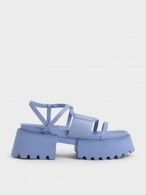 Charles And Keith Nadine Strappy Platform Sandals Blue | PHILIPPINES I329