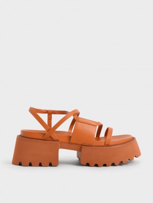 Charles And Keith Nadine Strappy Platform Sandals Orange | PHILIPPINES R824