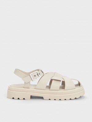 Charles And Keith Nell Gladiator Platform Sandals White | PHILIPPINES S892