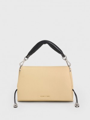 Charles And Keith Nina Leather Padded Handbag Beige | PHILIPPINES X801