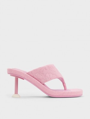 Charles And Keith Noemi Knitted Spool Heels Sandals Pink | PHILIPPINES Y621