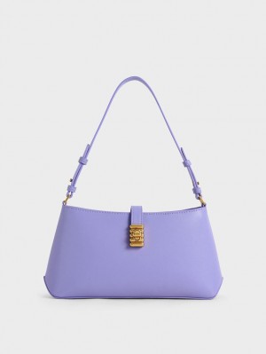 Charles And Keith Nova Chain-Handle Shoulder Bags Purple | PHILIPPINES G365