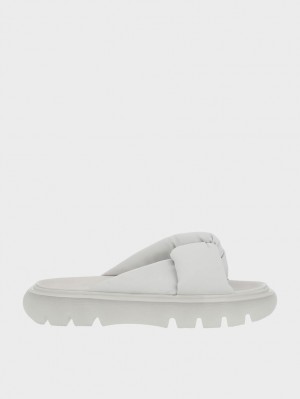 Charles And Keith Odessa Nylon Round-Toe Slide Sandals White | PHILIPPINES B207