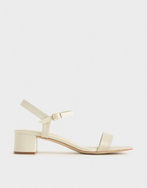 Charles And Keith Open-Toe Heels Sandals Cream | PHILIPPINES G824