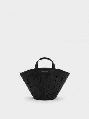 Charles And Keith Panelled Tote Bags Black | PHILIPPINES H786