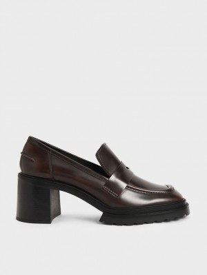 Charles And Keith Penny Loafer Pumps Dark Brown | PHILIPPINES H697