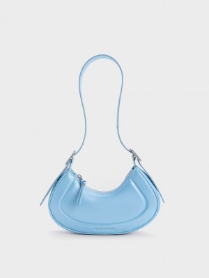 Charles And Keith Petra Curved Shoulder Bags Blue | PHILIPPINES V286