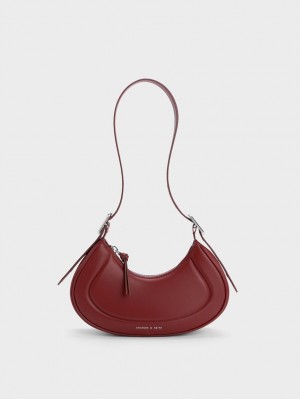 Charles And Keith Petra Curved Shoulder Bags Red | PHILIPPINES W076