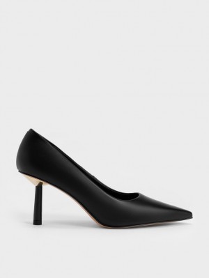 Charles And Keith Pointed-Toe Cylindrical Heel Pumps Black | PHILIPPINES K621