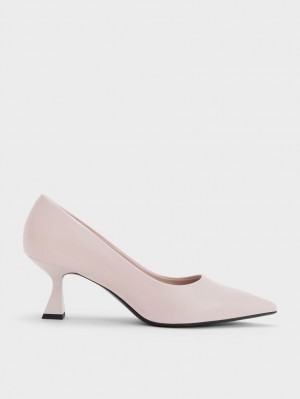 Charles And Keith Pointed-Toe Flare Heel Pumps Pink | PHILIPPINES X485