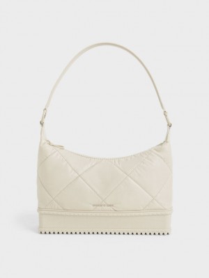 Charles And Keith Puffy Shoulder Bags White | PHILIPPINES L064