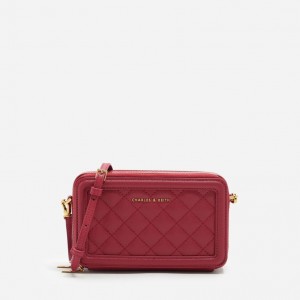 Charles And Keith Quilted Boxy Long Wallets Red | PHILIPPINES C673