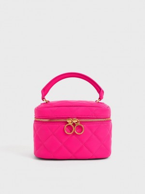 Charles And Keith Quilted Two-Way Zip Mini Bag Fuchsia | PHILIPPINES O245