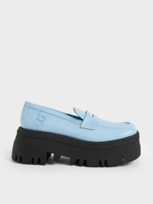 Charles And Keith Rainier Chunky Platform Penny Loafers Light Blue | PHILIPPINES G952