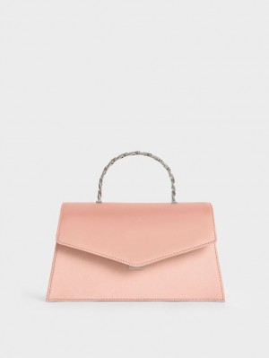 Charles And Keith Recycled Polyester Satin Envelope Shoulder Bags Pink | PHILIPPINES K412