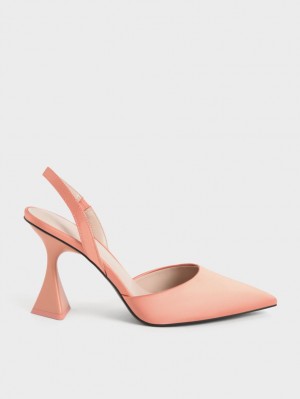 Charles And Keith Recycled Polyester Slingback Pumps Coral | PHILIPPINES R905