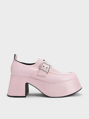 Charles And Keith Rubina Buckled Chunky Loafers Light Pink | PHILIPPINES G461