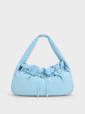 Charles And Keith Ruched Hobo Bag Light Blue | PHILIPPINES K625