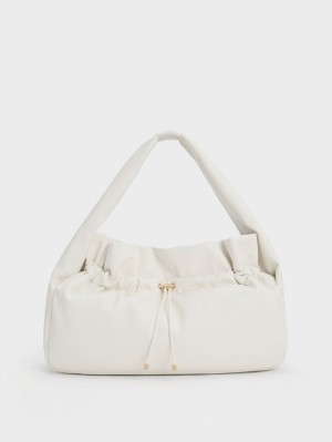 Charles And Keith Ruched Hobo Bag White | PHILIPPINES W018