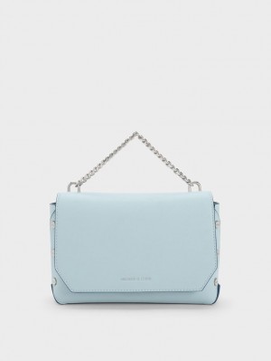 Charles And Keith Screw Motif Front Flap Tote Bags Blue | PHILIPPINES I769