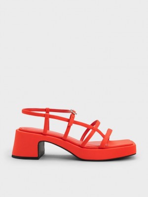 Charles And Keith Selene Flower-Buckle Strap Sandals Red | PHILIPPINES U698