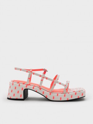 Charles And Keith Selene Flower-Buckle Strap Sandals Coral | PHILIPPINES T715