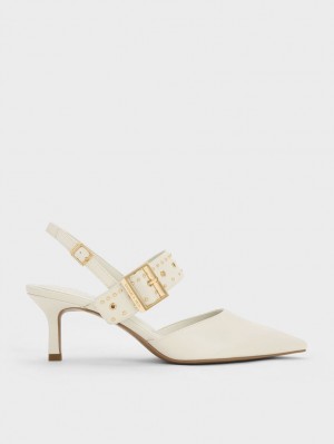 Charles And Keith Sepphe Grommet Slingback Pumps White | PHILIPPINES B098