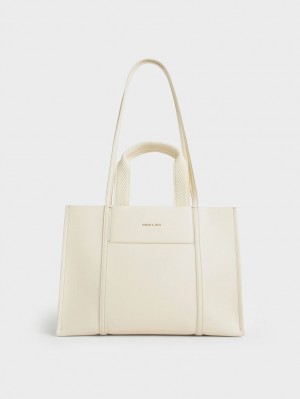 Charles And Keith Shalia Tote Bags Cream | PHILIPPINES G375