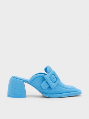 Charles And Keith Sinead Woven Buckled Loafer Mules Blue | PHILIPPINES Q129