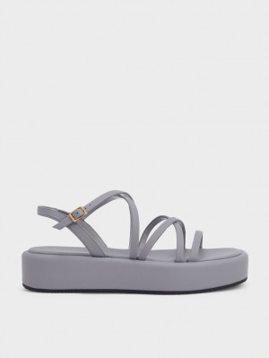 Charles And Keith Strappy Padded Platform Sandals Grey | PHILIPPINES L175