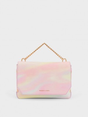 Charles And Keith Swirl-Print Metallic Accent Front Flap Tote Bags Multicolor | PHILIPPINES I784