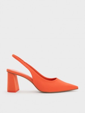 Charles And Keith Trapeze Heel Slingback Pumps Orange | PHILIPPINES M153