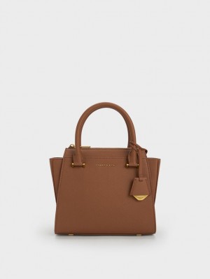 Charles And Keith Trapeze Tote Bags Chocolate | PHILIPPINES T569